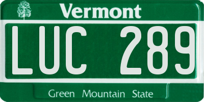 VT license plate LUC289