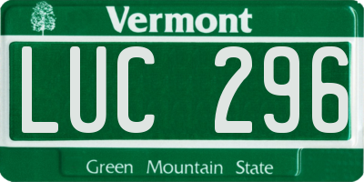 VT license plate LUC296