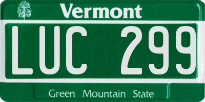 VT license plate LUC299
