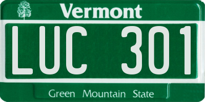 VT license plate LUC301