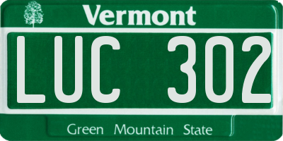 VT license plate LUC302