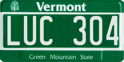 VT license plate LUC304