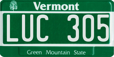 VT license plate LUC305