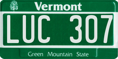 VT license plate LUC307