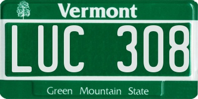 VT license plate LUC308