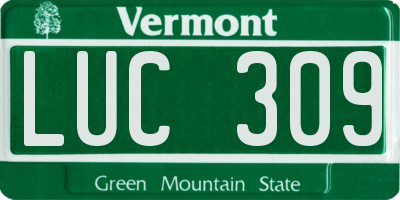 VT license plate LUC309
