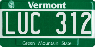 VT license plate LUC312
