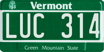 VT license plate LUC314