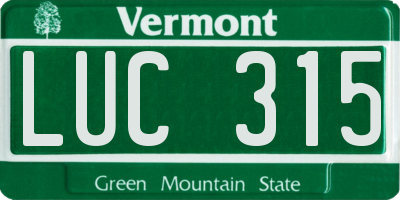 VT license plate LUC315