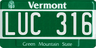 VT license plate LUC316