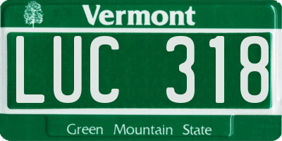 VT license plate LUC318