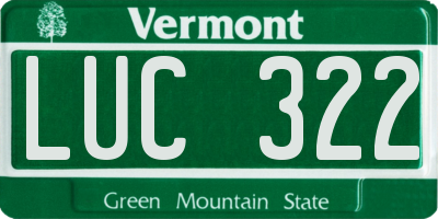 VT license plate LUC322