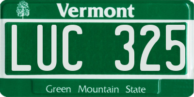 VT license plate LUC325