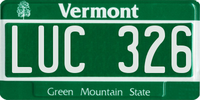 VT license plate LUC326