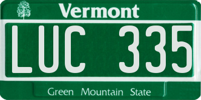 VT license plate LUC335