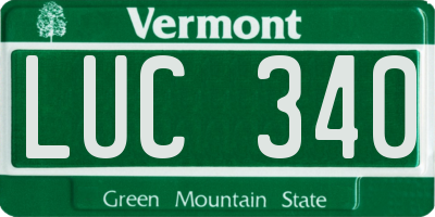 VT license plate LUC340