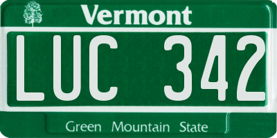 VT license plate LUC342