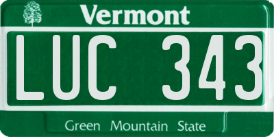 VT license plate LUC343