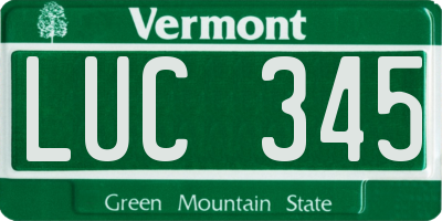 VT license plate LUC345