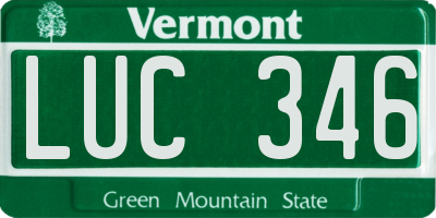 VT license plate LUC346