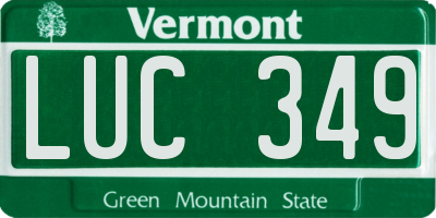 VT license plate LUC349