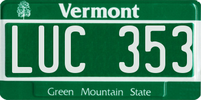 VT license plate LUC353