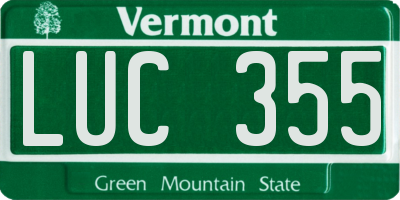VT license plate LUC355
