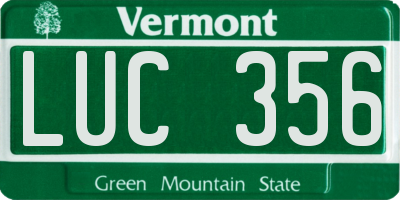 VT license plate LUC356