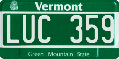 VT license plate LUC359