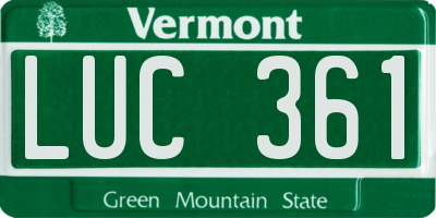 VT license plate LUC361