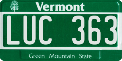 VT license plate LUC363