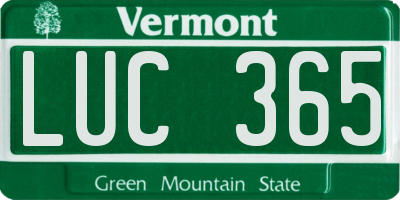 VT license plate LUC365