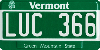 VT license plate LUC366