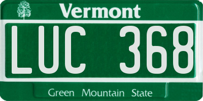 VT license plate LUC368