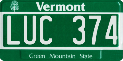 VT license plate LUC374