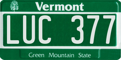 VT license plate LUC377