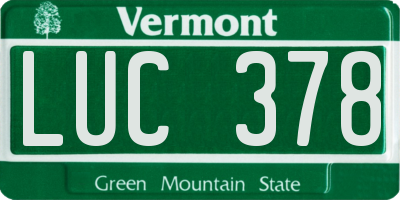 VT license plate LUC378