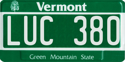 VT license plate LUC380
