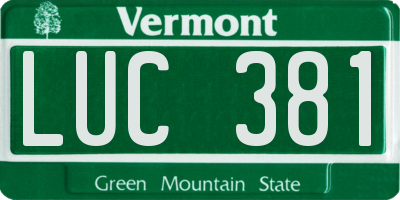 VT license plate LUC381