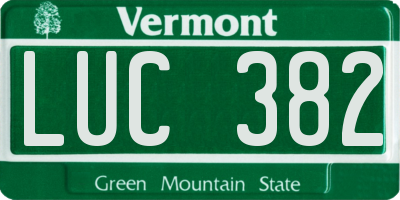 VT license plate LUC382