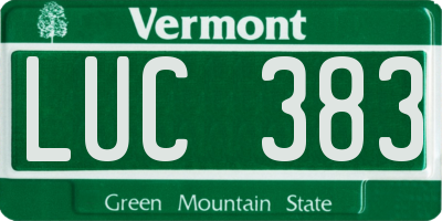 VT license plate LUC383