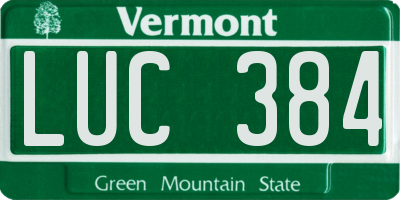 VT license plate LUC384