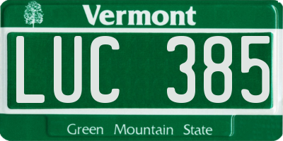VT license plate LUC385