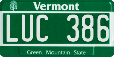 VT license plate LUC386