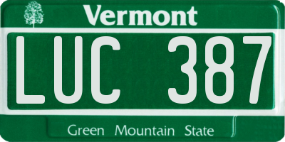 VT license plate LUC387