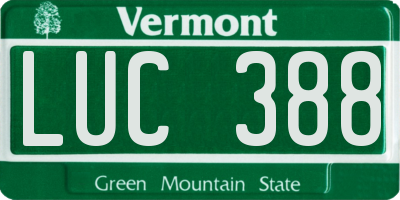 VT license plate LUC388