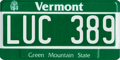 VT license plate LUC389