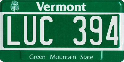 VT license plate LUC394