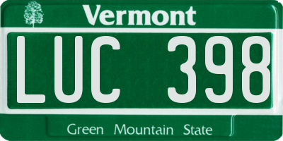 VT license plate LUC398