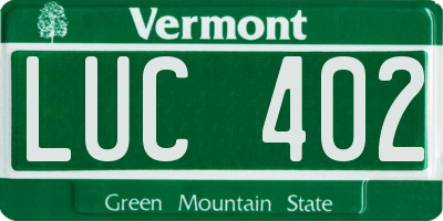 VT license plate LUC402